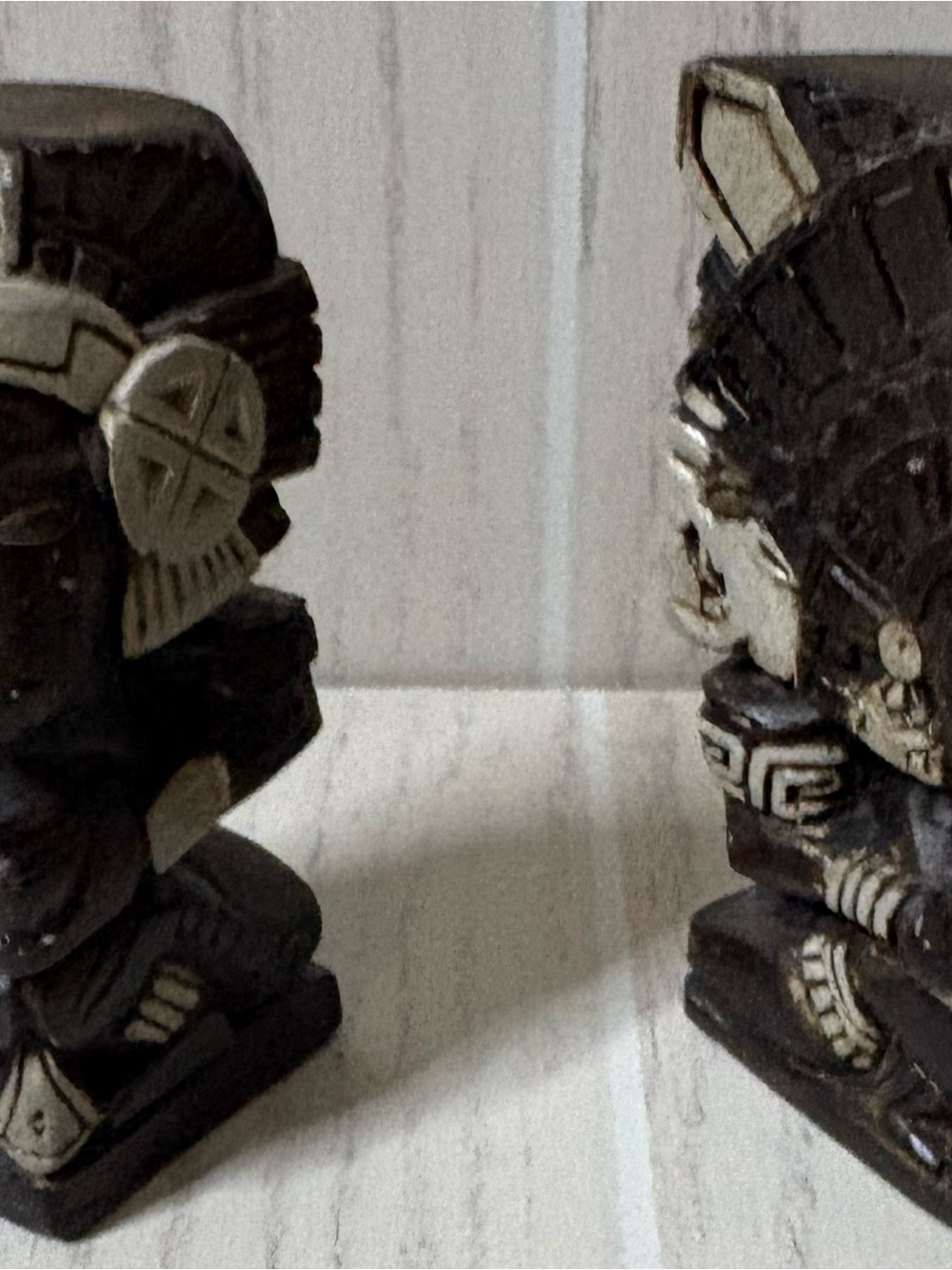 Vintage Aztec Folk Art Totem Art Sculpture Pair